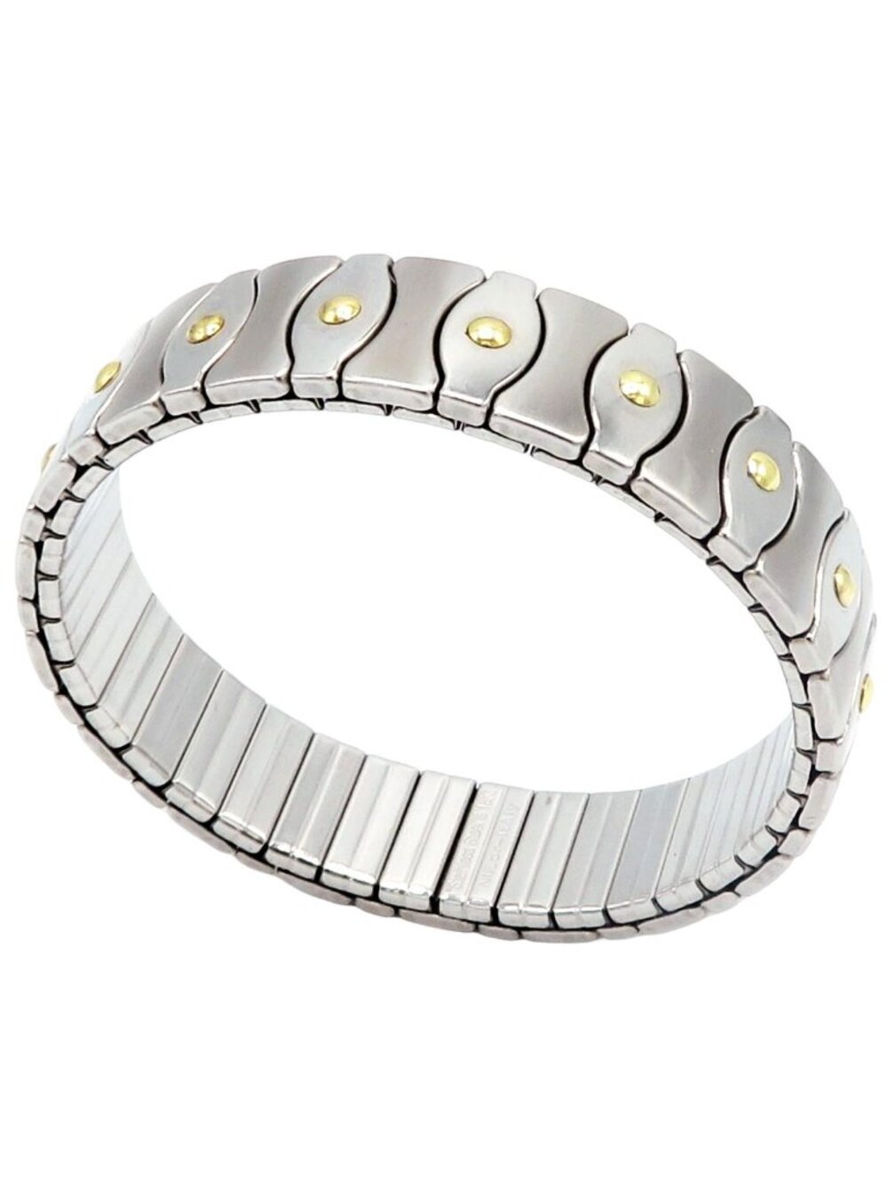Vintage Milor Italy Stainless Steel & 18K Gold Stretch Expansion Link Bracelet